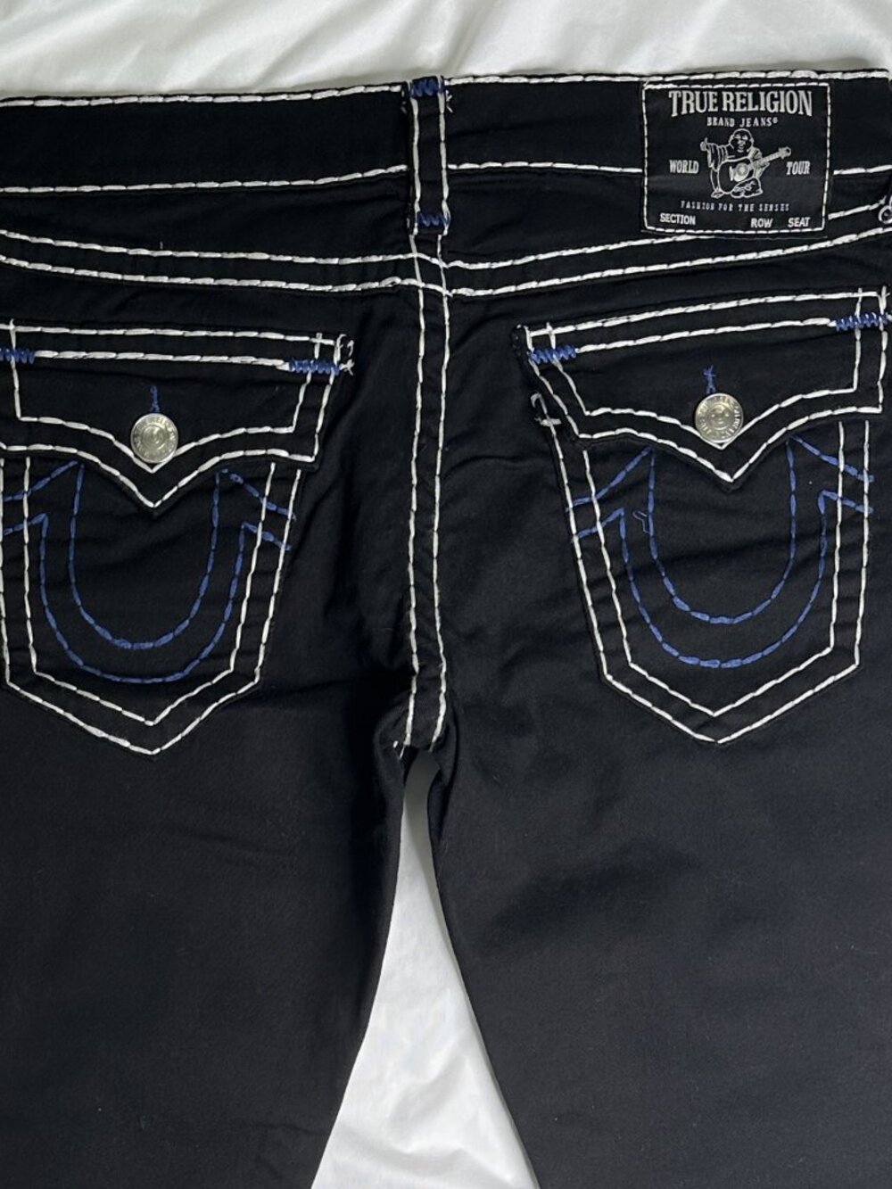True Religion Jeans Mens 33x32 Ricky Super T Flap Rope Stitch Relaxed Straight